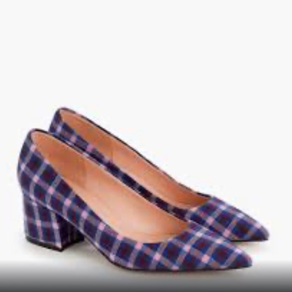 NWT Jcrew pointed block heel pumps in plaid - Picture 8 of 14